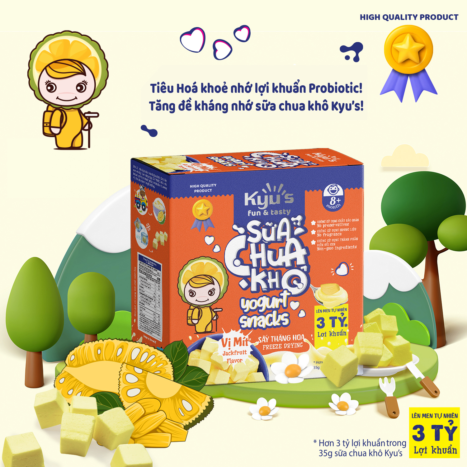 Sữa chua khô sấy thăng hoa dành cho bé_Kyus food Vị Mít 35g