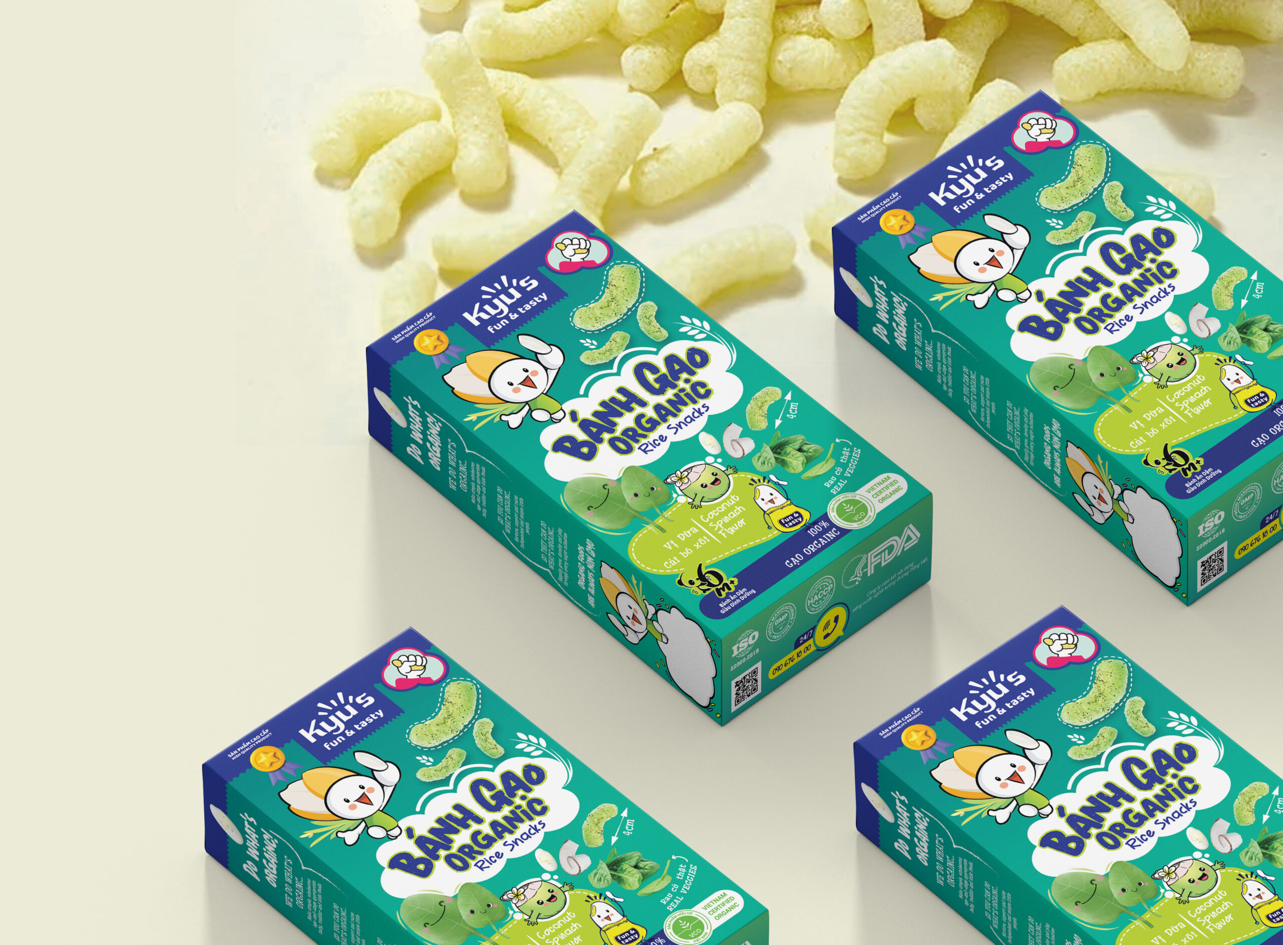 Bánh gạo Organic vị Dừa, Cải Bó Xôi 10g