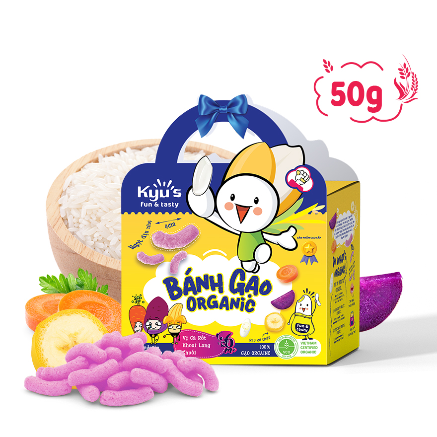 Bánh Gạo Organic vị Cà Rốt, Khoai Lang, Chuối 50g