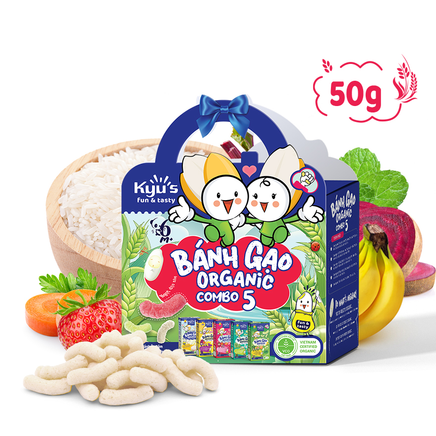 Bánh Gạo Organic Kyu's - Combo 5 Vị 50g